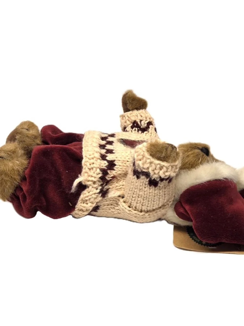 1998 Boyds Edmond T. Bear Archive Coll. Winter Sweater Plush Posable Santa Hat